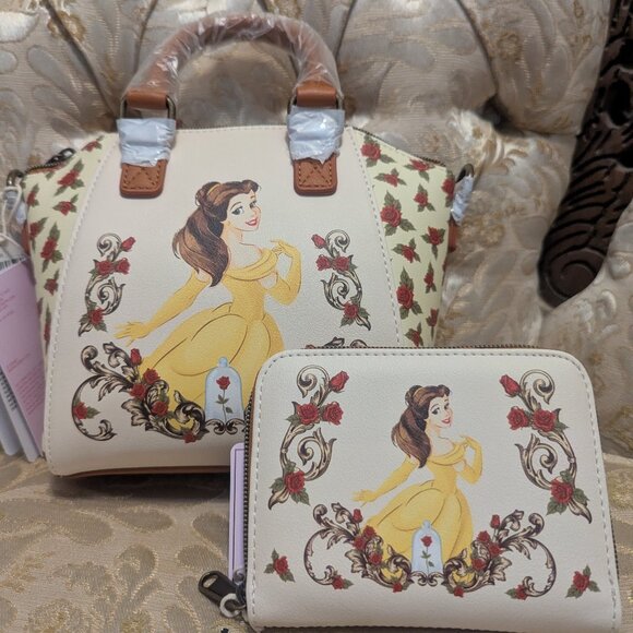 Disney Belle with Roses Mini Satchel and Matching Wallet - Picture 1 of 13